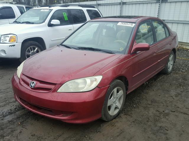 2HGES26825H510380 - 2005 HONDA CIVIC EX MAROON photo 2