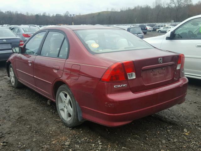 2HGES26825H510380 - 2005 HONDA CIVIC EX MAROON photo 3