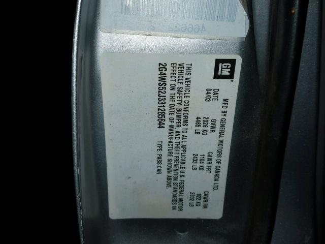 2G4WS52J331285644 - 2003 BUICK CENTURY CU SILVER photo 10