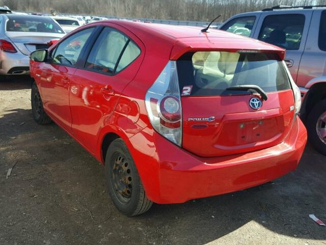 JTDKDTB35C1523728 - 2012 TOYOTA PRIUS C RED photo 3