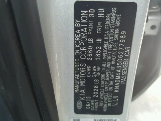 KNADM4A35D6277989 - 2013 KIA RIO LX Արծաթագույն լուսանկար 10