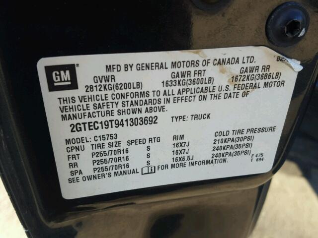 2GTEC19T941303692 - 2004 GMC NEW SIERRA GRAY photo 10