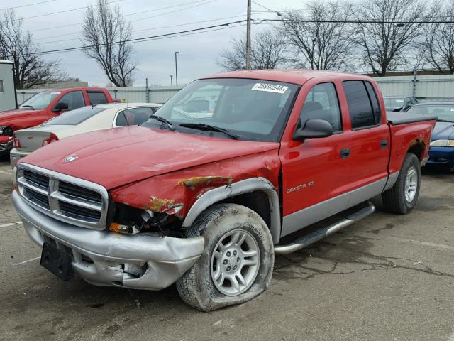 1B7HL48N32S545487 - 2002 DODGE DAKOTA QUA RED photo 2