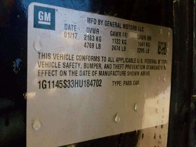 1G1145S33HU184702 - 2017 CHEVROLET IMPALA PRE 蓝色 照片 10