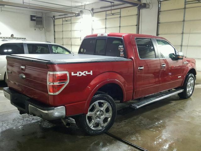 1FTFW1ETXDKG44892 - 2013 FORD F150 SUPER RED photo 4