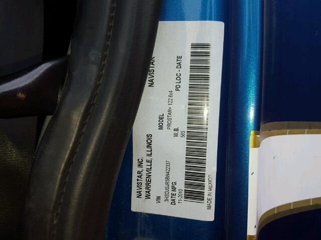 3HSDJSJR5BN422337 - 2011 INTERNATIONAL PROSTAR أزرق صورة 10