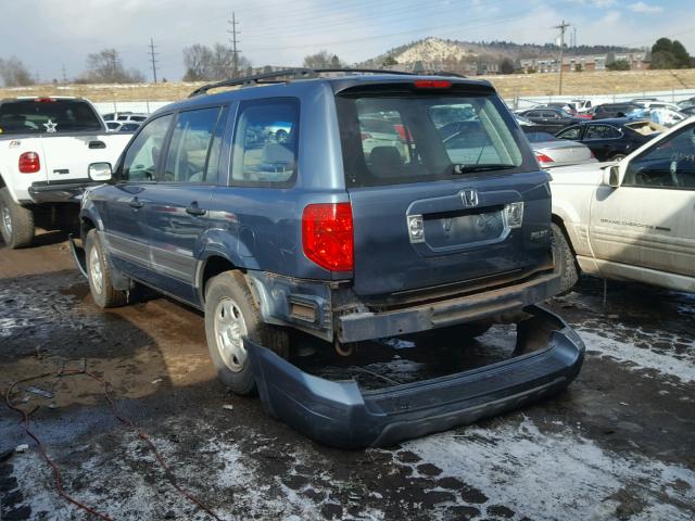 2HKYF18165H520752 - 2005 HONDA PILOT LX BLUE photo 3