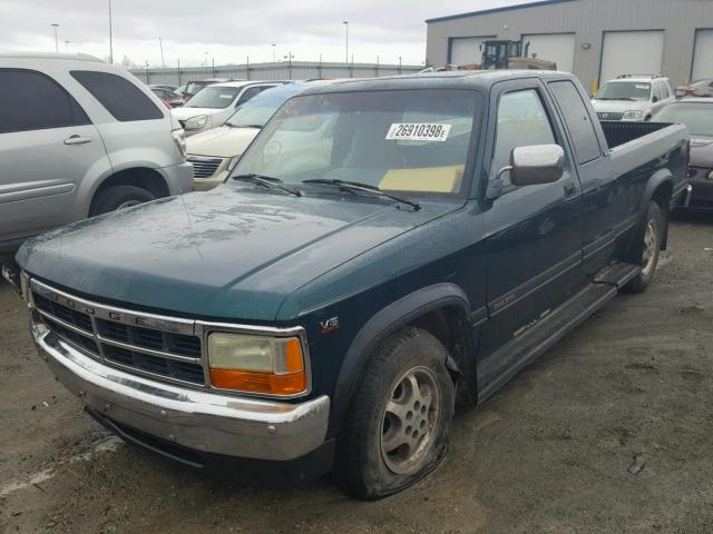 1B7GL23X8TS661102 - 1996 DODGE DAKOTA GREEN photo 2