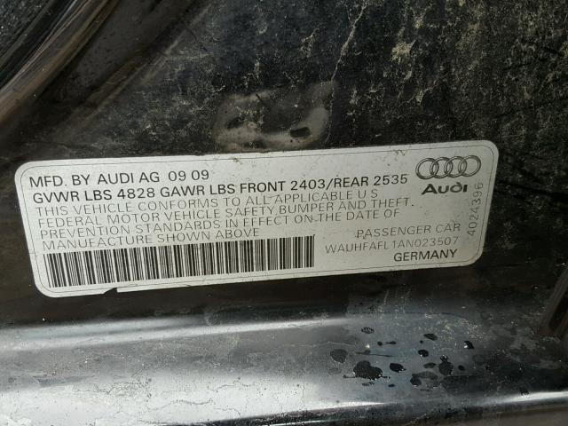 WAUHFAFL1AN023507 - 2010 AUDI A4 PREMIUM BLACK photo 10