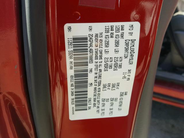 2D4GP44L46R700093 - 2006 DODGE GRAND CARA RED photo 10