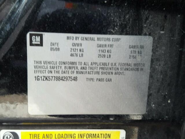 1G1ZK577884297548 - 2008 CHEVROLET MALIBU LTZ 黑色 照片 10