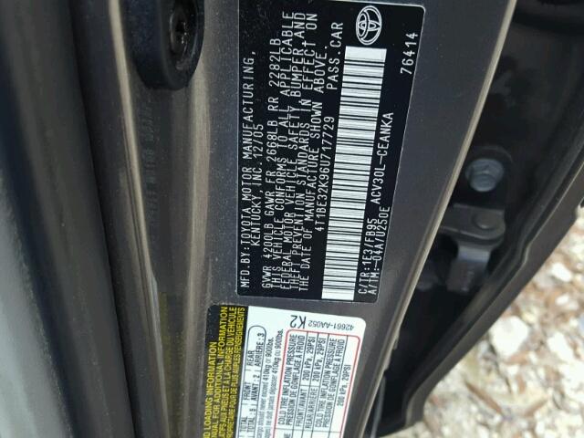 4T1BE32K96U717729 - 2006 TOYOTA CAMRY LE GRAY photo 10