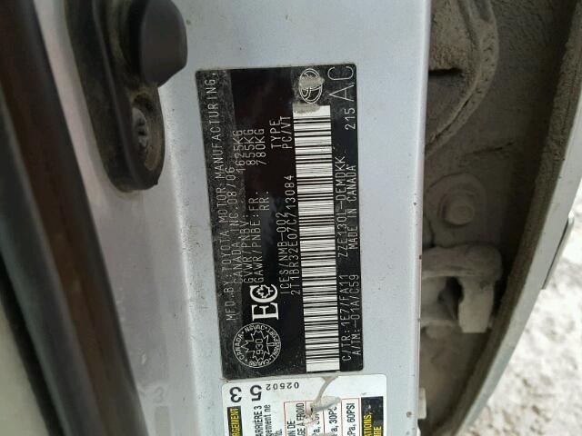 2T1BR32E07C713084 - 2007 TOYOTA COROLLA CE SILVER photo 10