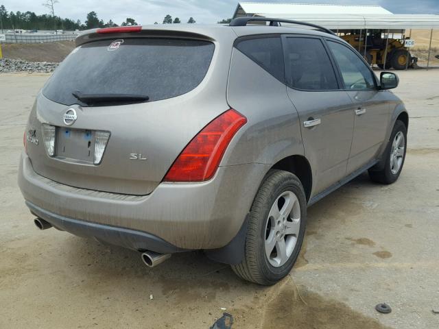 JN8AZ08T74W220459 - 2004 NISSAN MURANO SL GOLD photo 4