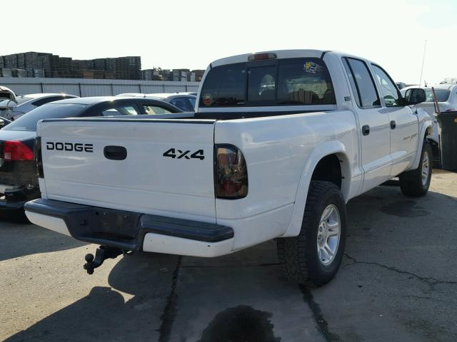 1B7GG2AN21S104754 - 2001 DODGE DAKOTA QUA WHITE photo 4