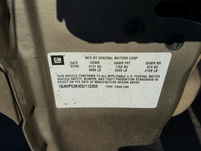 1G4HP52K45U112256 - 2005 BUICK LESABRE CU BEIGE photo 10