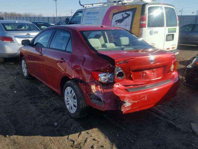 1NXBU40E49Z001637 - 2009 TOYOTA COROLLA BA RED photo 3