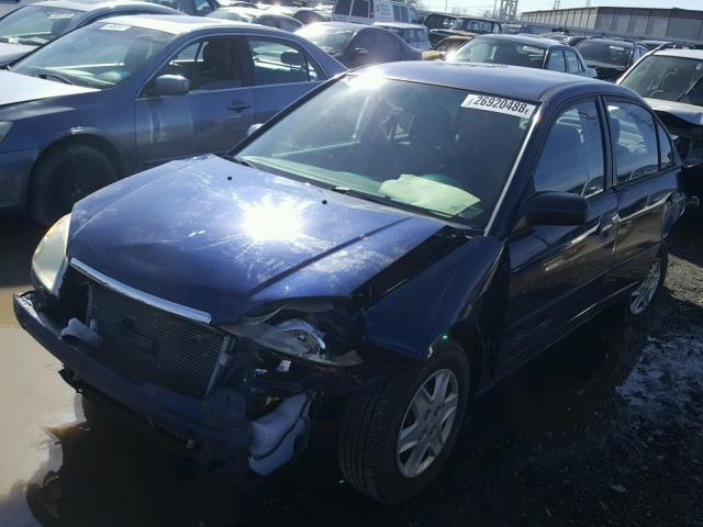 1HGES16563L037535 - 2003 HONDA CIVIC LX BLUE photo 2