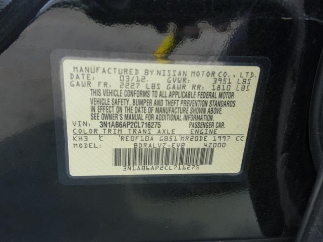 3N1AB6AP2CL716275 - 2012 NISSAN SENTRA 2.0 BLACK photo 10