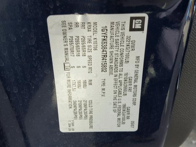 1GYFK63847R415802 - 2007 CADILLAC ESCALADE L BLUE photo 10