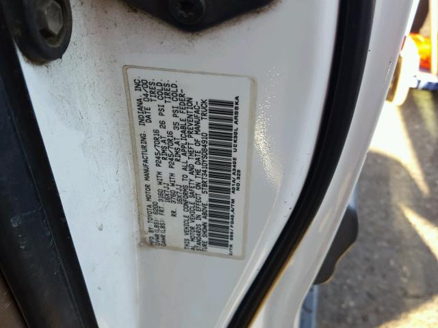 5TBRT3410YS084910 - 2000 TOYOTA TUNDRA ACC WHITE photo 10