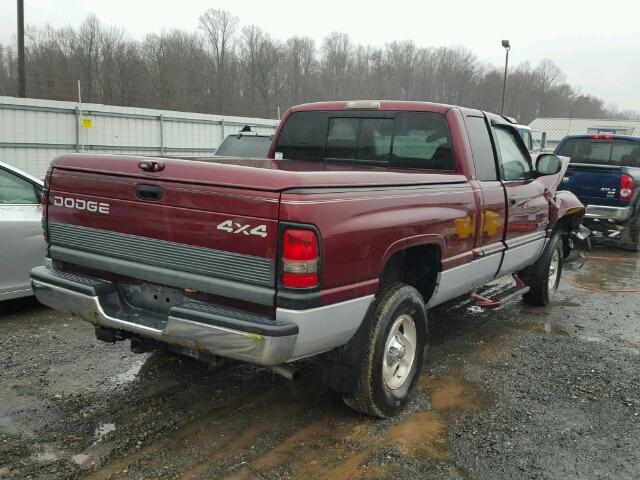 1B7HF13Z3YJ153026 - 2000 DODGE RAM 1500 MAROON photo 4