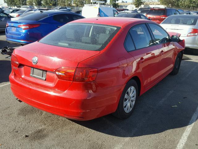 3VW2K7AJ5EM214499 - 2014 VOLKSWAGEN JETTA BASE 红色 照片 4