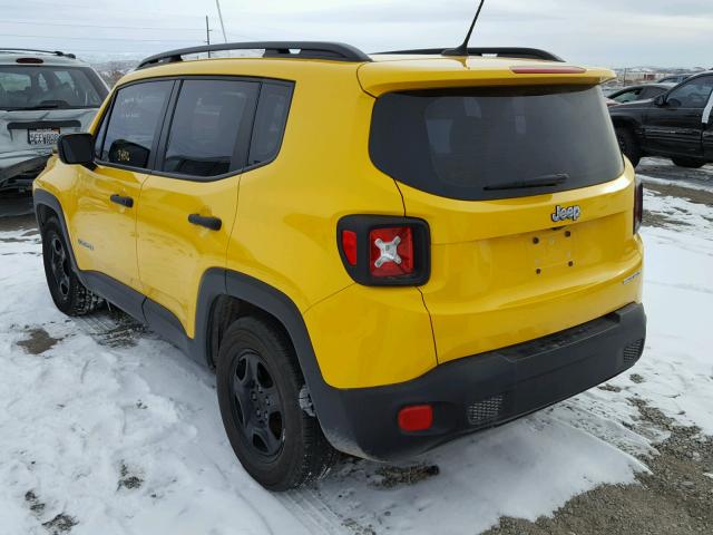 ZACCJAAT7FPB86292 - 2015 JEEP RENEGADE S YELLOW photo 3