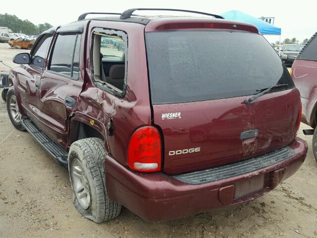 1B4HR28N61F610470 - 2001 DODGE DURANGO MAROON photo 3