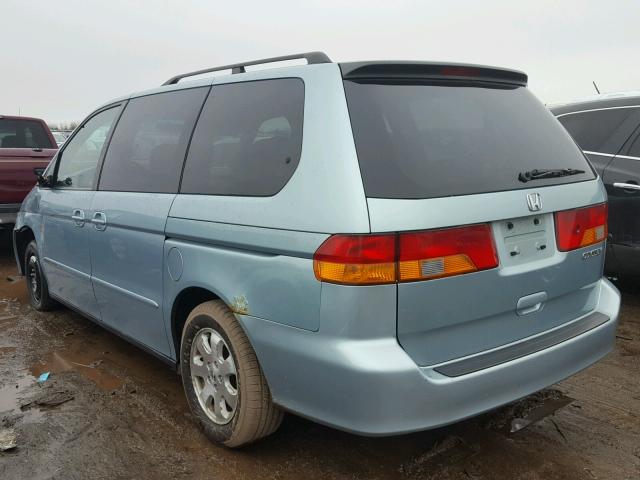 5FNRL18014B030978 - 2004 HONDA ODYSSEY EX BLUE photo 3