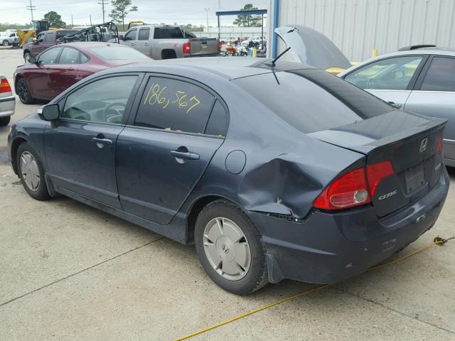 JHMFA36257S013079 - 2007 HONDA CIVIC HYBR BLUE photo 3