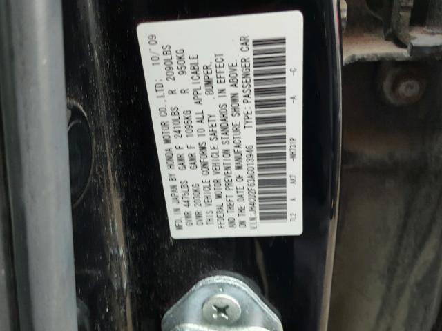 JH4CU2F63AC013946 - 2010 ACURA TSX BLACK photo 10