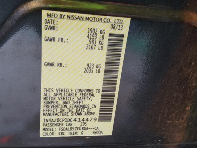 1N4AZ0CP1DC414479 - 2013 NISSAN LEAF S GRAY photo 10