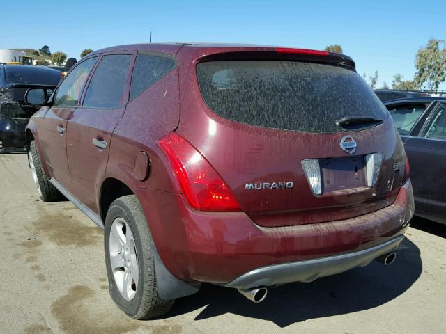 JN8AZ08T95W323982 - 2005 NISSAN MURANO SL BURGUNDY photo 3