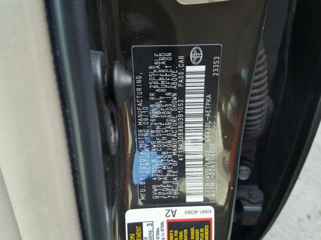 4T1BK3DBXBU391052 - 2011 TOYOTA AVALON BAS 黑色 照片 10