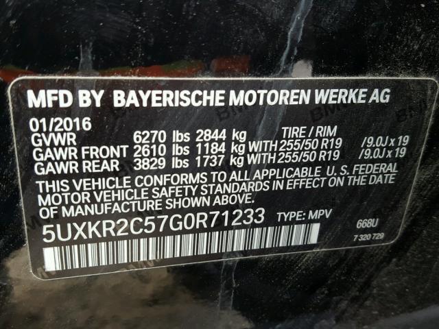 5UXKR2C57G0R71233 - 2016 BMW X5 SDRIVE3 BLACK photo 10