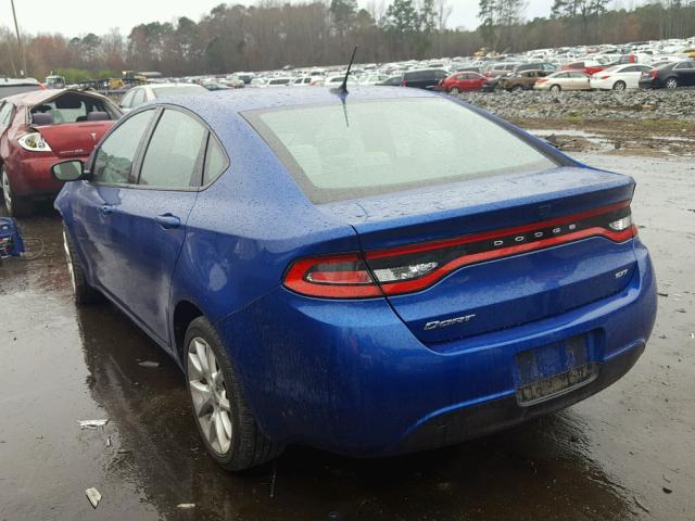 1C3CDFBAXDD136584 - 2013 DODGE DART SXT BLUE photo 3