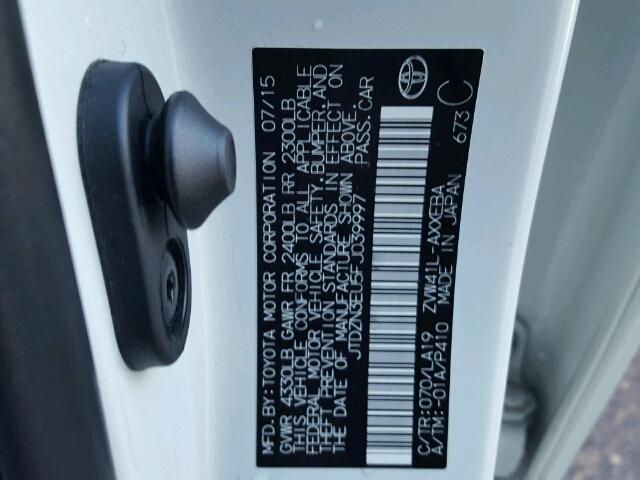 JTDZN3EU5FJ039997 - 2015 TOYOTA PRIUS V WHITE photo 10