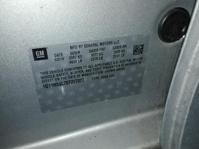 1G11H5SL7EF257977 - 2014 CHEVROLET MALIBU LTZ 银色 照片 10