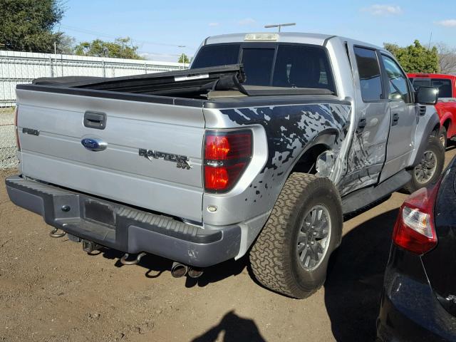 1FTFW1R64BFA68193 - 2011 FORD F150 SVT R SILVER photo 4