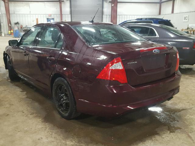 3FAHP0HA0BR312680 - 2011 FORD FUSION SE BURGUNDY photo 3