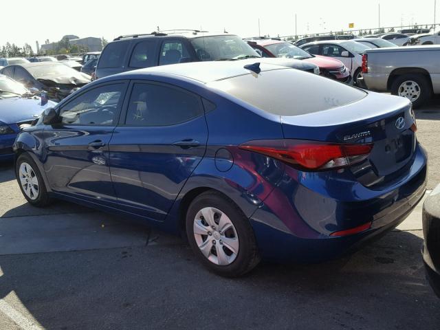 5NPDH4AE5GH786273 - 2016 HYUNDAI ELANTRA SE BLUE photo 3