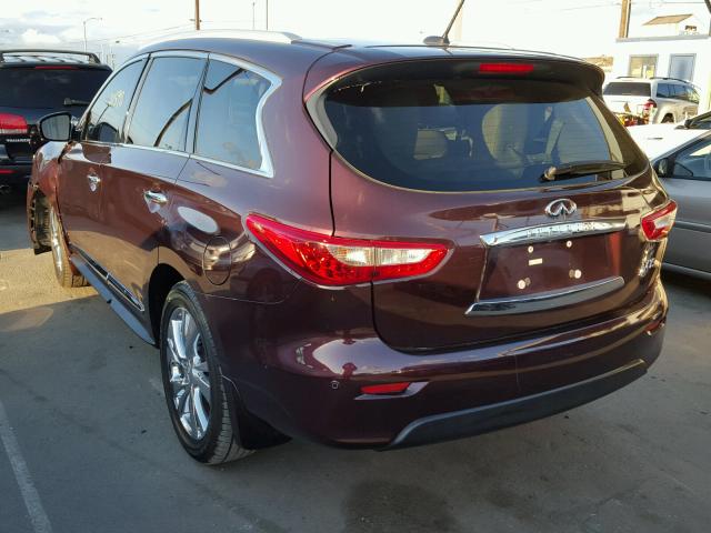 5N1AL0MNXDC327989 - 2013 INFINITI JX35 BASE MAROON photo 3