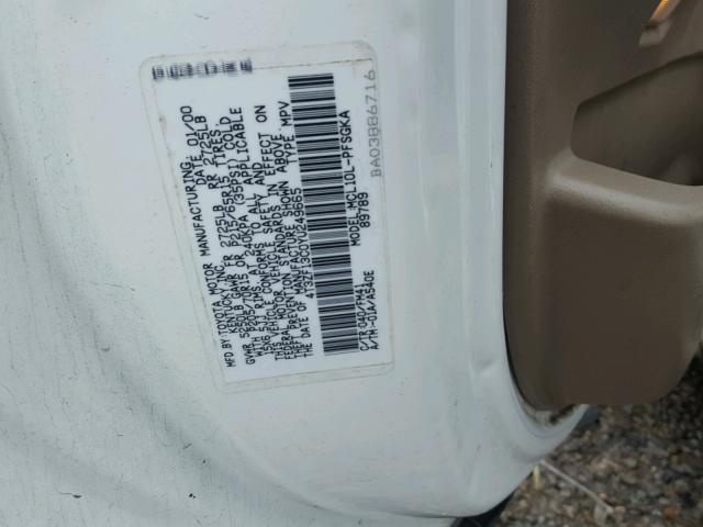 4T3ZF13C0YU249665 - 2000 TOYOTA SIENNA LE WHITE photo 10