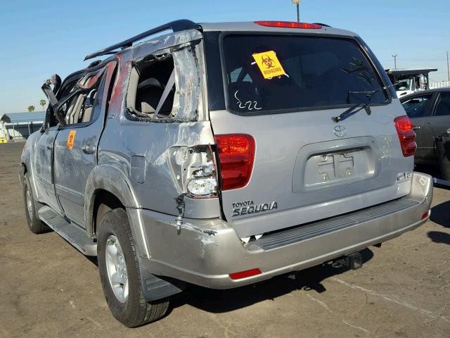 5TDZT34A32S116599 - 2002 TOYOTA SEQUOIA SR SILVER photo 3