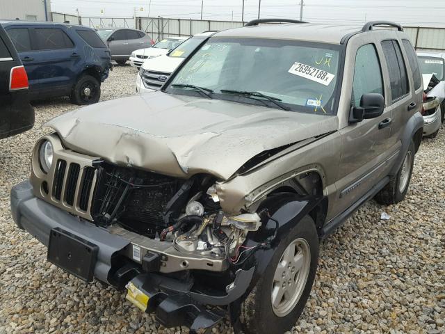 1J4GK48K95W623136 - 2005 JEEP LIBERTY SP TAN photo 2