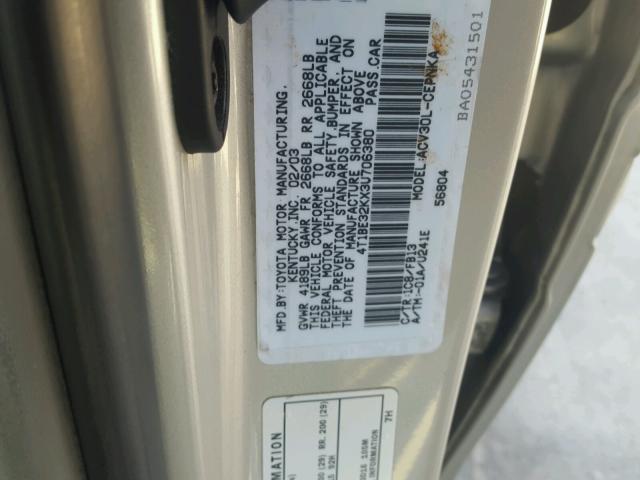 4T1BE32KX3U706380 - 2003 TOYOTA CAMRY LE SILVER photo 10