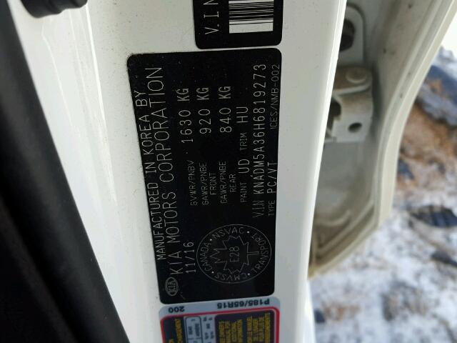 KNADM5A36H6819273 - 2017 KIA RIO LX Սպիտակ լուսանկար 10