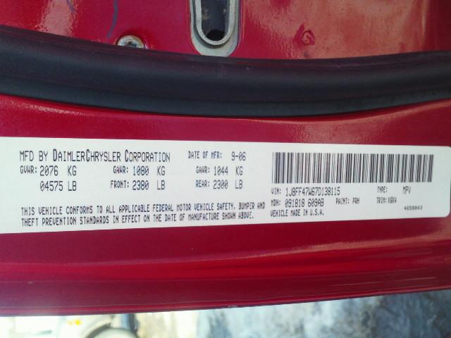 1J8FF47W67D138115 - 2007 JEEP COMPASS RED photo 10