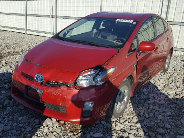 JTDKN3DU8A0120557 - 2010 TOYOTA PRIUS RED photo 2